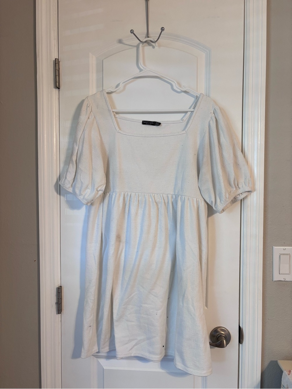 Nasty Gal White Puff-Sleeve Dress